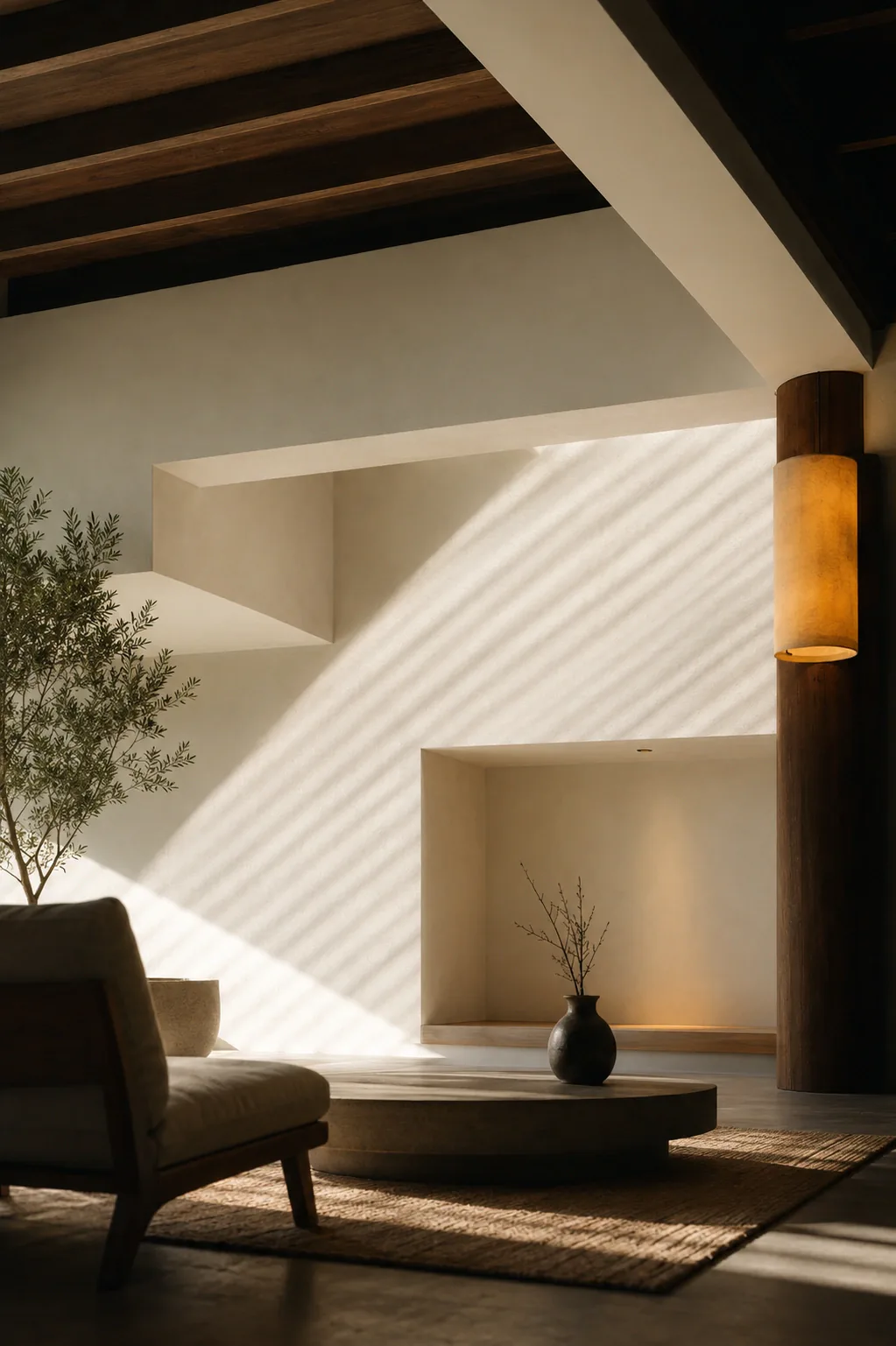Minimal interior with integrated lighting details